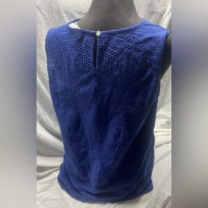 {Vineyard Vines} Blue Eyelet Cotton Knit Sleeveless Top S